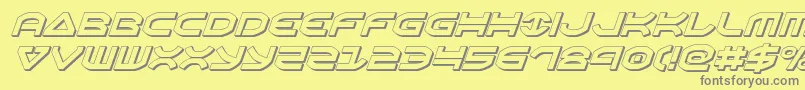 フォントOberon3Dital – 黄色の背景に灰色の文字