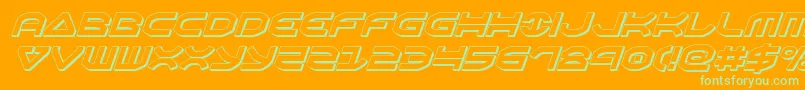 フォントOberon3Dital – オレンジの背景に緑のフォント