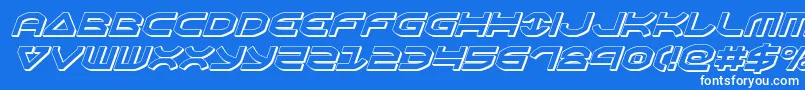 Oberon3Dital-Schriftart – Weiße Schriften auf blauem Hintergrund