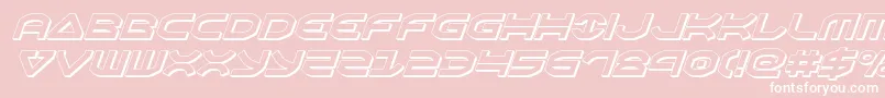 Oberon3Dital-Schriftart – Weiße Schriften auf rosa Hintergrund
