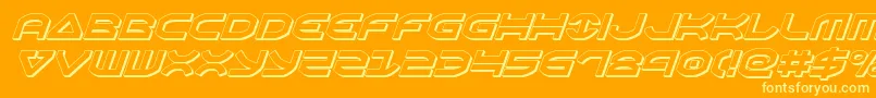 Oberon3Dital-Schriftart – Gelbe Schriften auf orangefarbenem Hintergrund