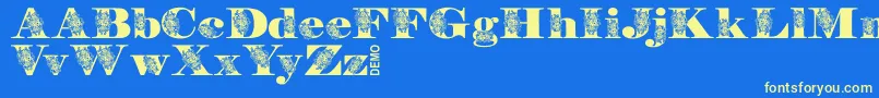 FloryannaDemo Font – Yellow Fonts on Blue Background