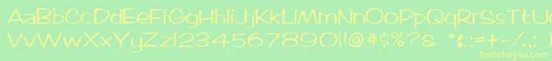 フォントTicard – 黄色の文字が緑の背景にあります