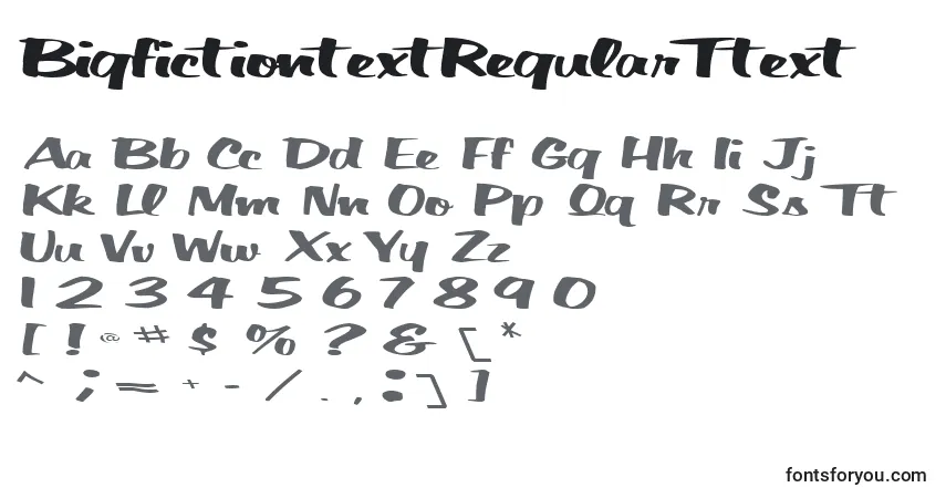 Czcionka BigfictiontextRegularTtext – alfabet, cyfry, specjalne znaki