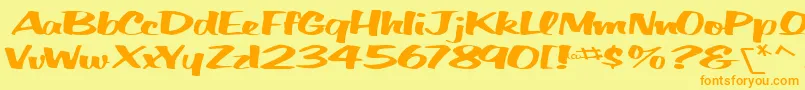 BigfictiontextRegularTtext Font – Orange Fonts on Yellow Background