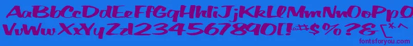BigfictiontextRegularTtext Font – Purple Fonts on Blue Background