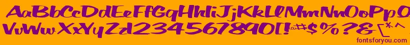 BigfictiontextRegularTtext Font – Purple Fonts on Orange Background
