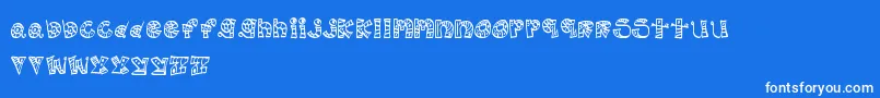 MtfScribblie-Schriftart – Weiße Schriften auf blauem Hintergrund