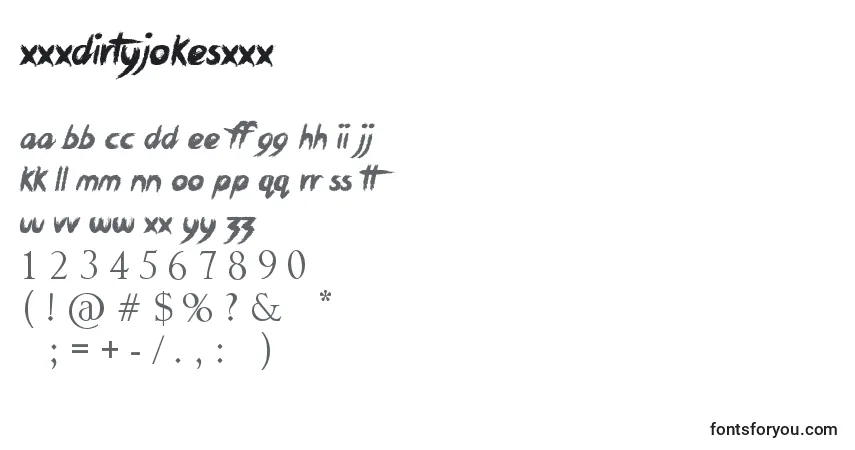 Czcionka XxxDirtyJokesXxx – alfabet, cyfry, specjalne znaki