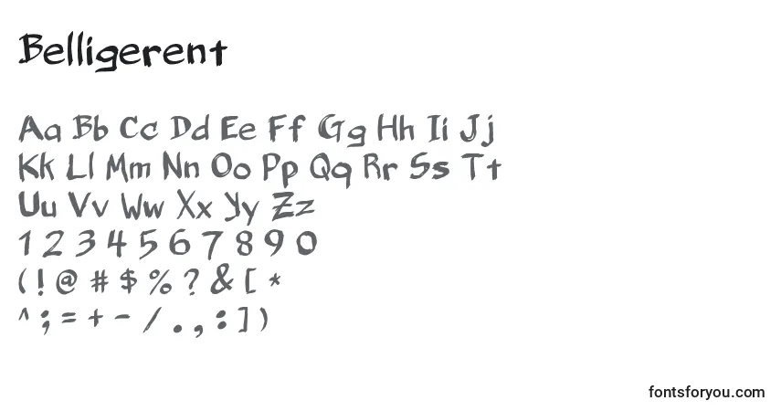 Czcionka Belligerent – alfabet, cyfry, specjalne znaki