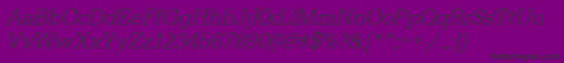 Шрифт UrwegyptiennetlignarOblique – чёрные шрифты на фиолетовом фоне