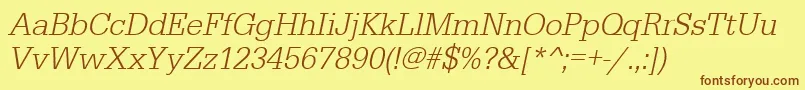 UrwegyptiennetlignarOblique Font – Brown Fonts on Yellow Background
