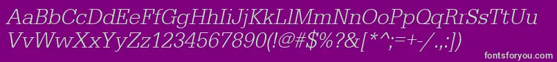 UrwegyptiennetlignarOblique Font – Green Fonts on Purple Background