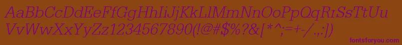 UrwegyptiennetlignarOblique-Schriftart – Violette Schriften auf braunem Hintergrund