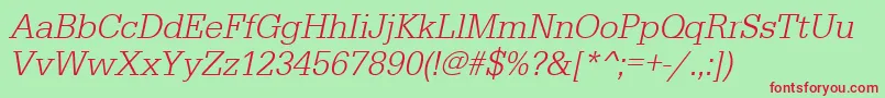 UrwegyptiennetlignarOblique Font – Red Fonts on Green Background