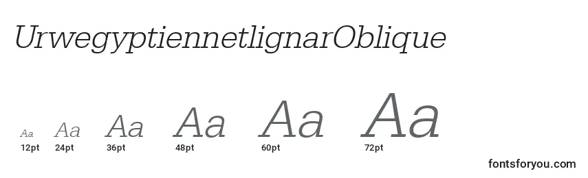 Размеры шрифта UrwegyptiennetlignarOblique