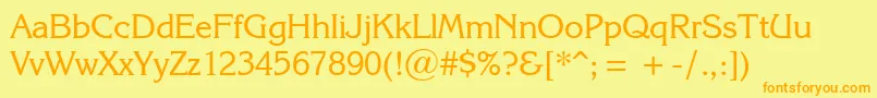 KarinaRegular-Schriftart – Orangefarbene Schriften auf gelbem Hintergrund