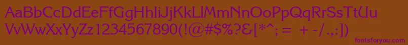 KarinaRegular Font – Purple Fonts on Brown Background