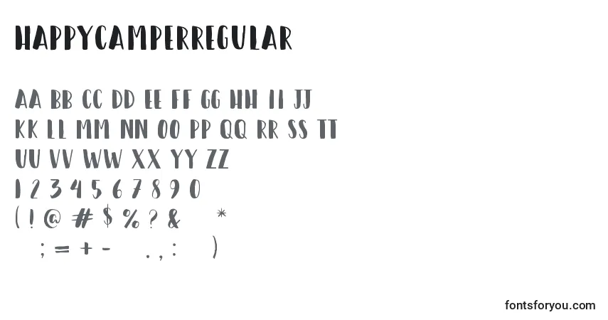 A fonte HappyCamperRegular – alfabeto, números, caracteres especiais