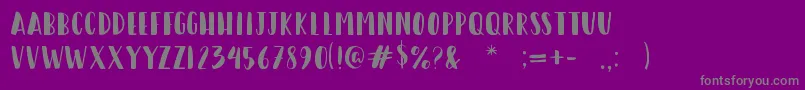 HappyCamperRegular-Schriftart – Graue Schriften auf violettem Hintergrund