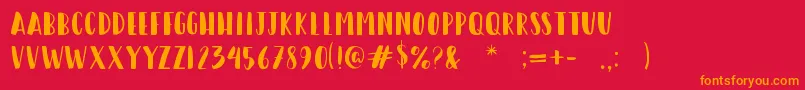 HappyCamperRegular Font – Orange Fonts on Red Background