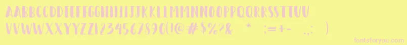 HappyCamperRegular Font – Pink Fonts on Yellow Background