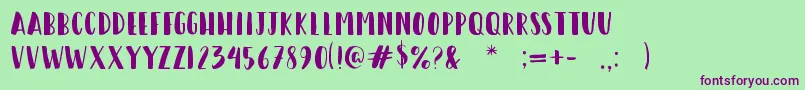 HappyCamperRegular Font – Purple Fonts on Green Background