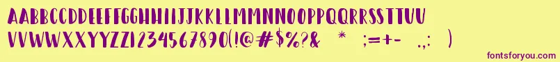 Police HappyCamperRegular – polices violettes sur fond jaune
