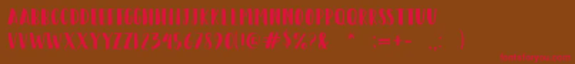 フォントHappyCamperRegular – 赤い文字が茶色の背景にあります。