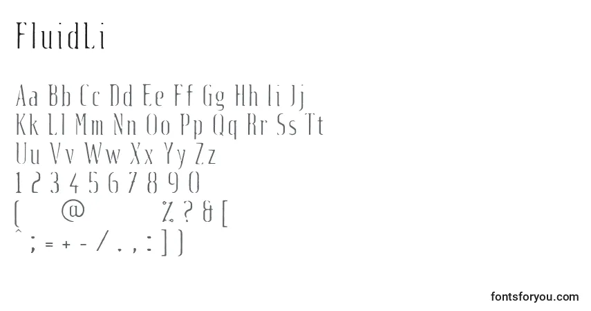 Schriftart FluidLi – Alphabet, Zahlen, spezielle Symbole