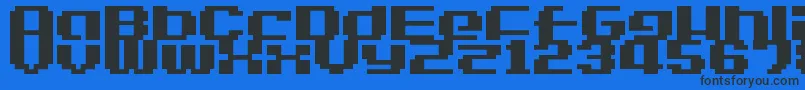 LvdcGameOver2-fontti – mustat fontit sinisellä taustalla