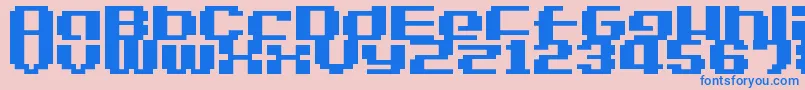 LvdcGameOver2-fontti – siniset fontit vaaleanpunaisella taustalla