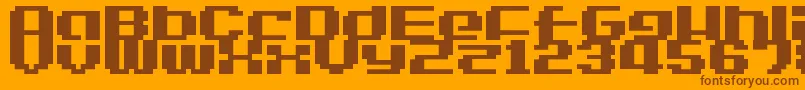 LvdcGameOver2-fontti – ruskeat fontit oranssilla taustalla
