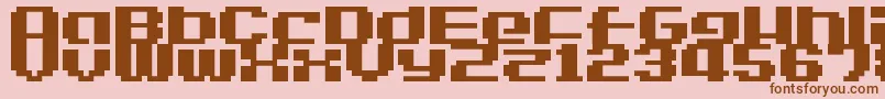 LvdcGameOver2-fontti – ruskeat fontit vaaleanpunaisella taustalla