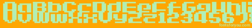 Шрифт LvdcGameOver2 – зелёные шрифты на оранжевом фоне