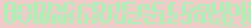 Czcionka LvdcGameOver2 – zielone czcionki na różowym tle