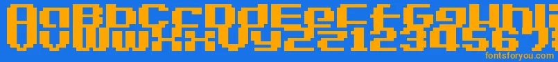 フォントLvdcGameOver2 – オレンジ色の文字が青い背景にあります。
