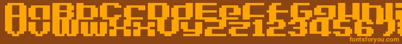 フォントLvdcGameOver2 – オレンジ色の文字が茶色の背景にあります。