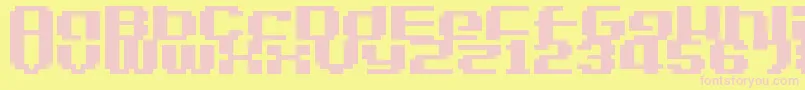 LvdcGameOver2-fontti – vaaleanpunaiset fontit keltaisella taustalla