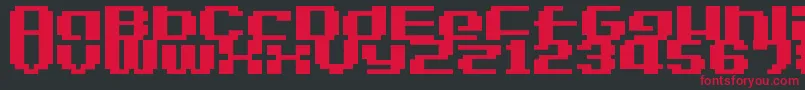 LvdcGameOver2-fontti – punaiset fontit mustalla taustalla