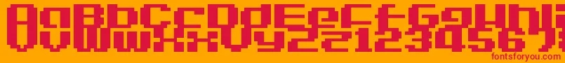 Шрифт LvdcGameOver2 – красные шрифты на оранжевом фоне