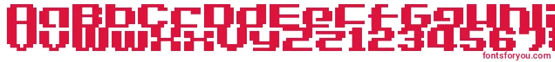 LvdcGameOver2-fontti – punaiset fontit valkoisella taustalla