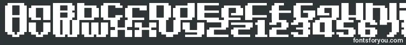 LvdcGameOver2-fontti – valkoiset fontit mustalla taustalla