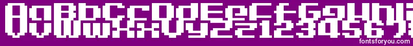 LvdcGameOver2-fontti – valkoiset fontit violetilla taustalla