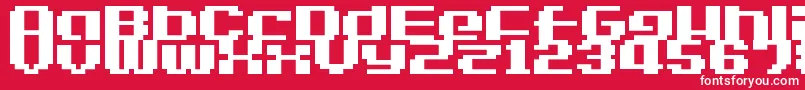 LvdcGameOver2-fontti – valkoiset fontit punaisella taustalla