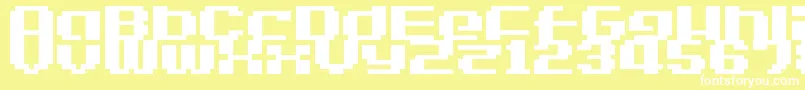 LvdcGameOver2-fontti – valkoiset fontit keltaisella taustalla