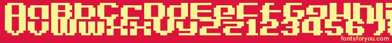 LvdcGameOver2-fontti – keltaiset fontit punaisella taustalla