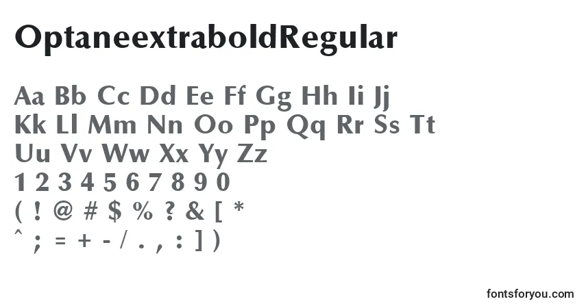 A fonte OptaneextraboldRegular – alfabeto, números, caracteres especiais