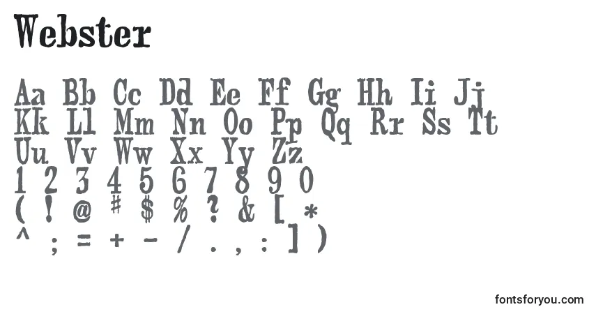 Schriftart Webster – Alphabet, Zahlen, spezielle Symbole