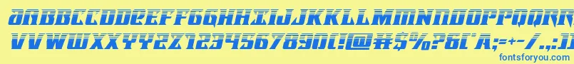 フォントLifeforcehalfital – 青い文字が黄色の背景にあります。